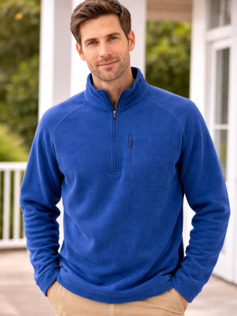 L.L. BEAN Blue Fleece 1/4 Zip Pullover Warm Up Jacket XL NWOT